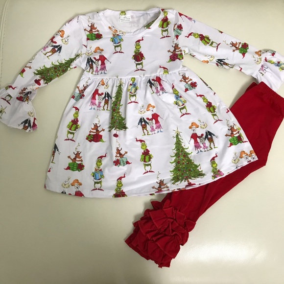 The Grinch Christmas Cute Pants Outfit, Size 6/7 - Picture 2 of 15